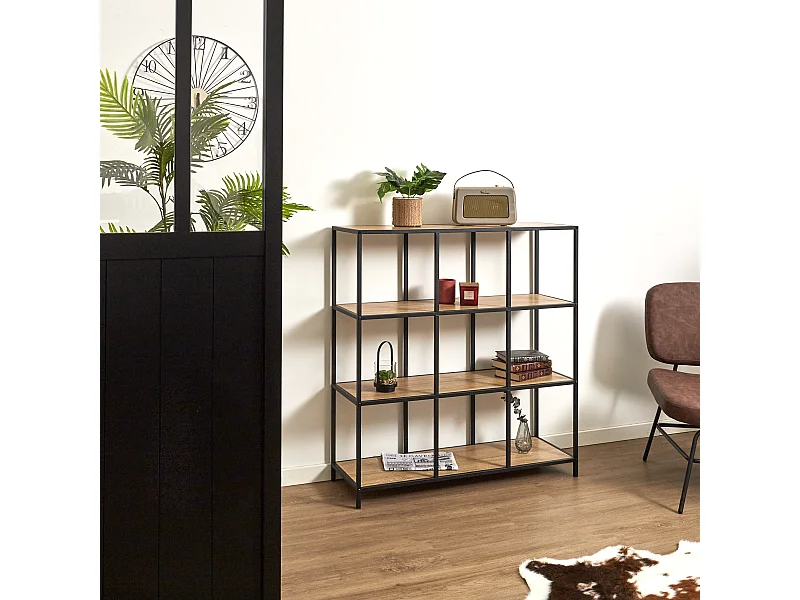 Rangement Modulable 9 Cases Loka Marron, Noir