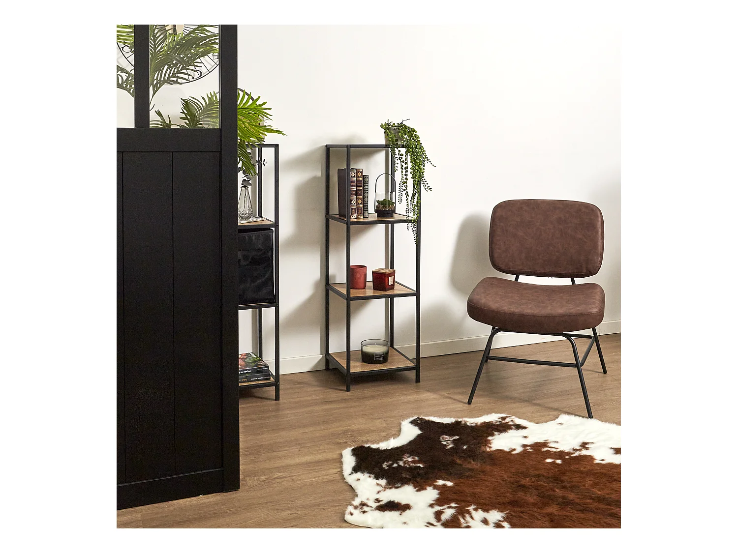 Rangement Modulable 3 Cases Loka Marron, Noir