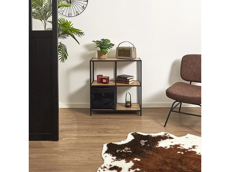 Rangement Modulable 4 Cases Loka Marron, Noir