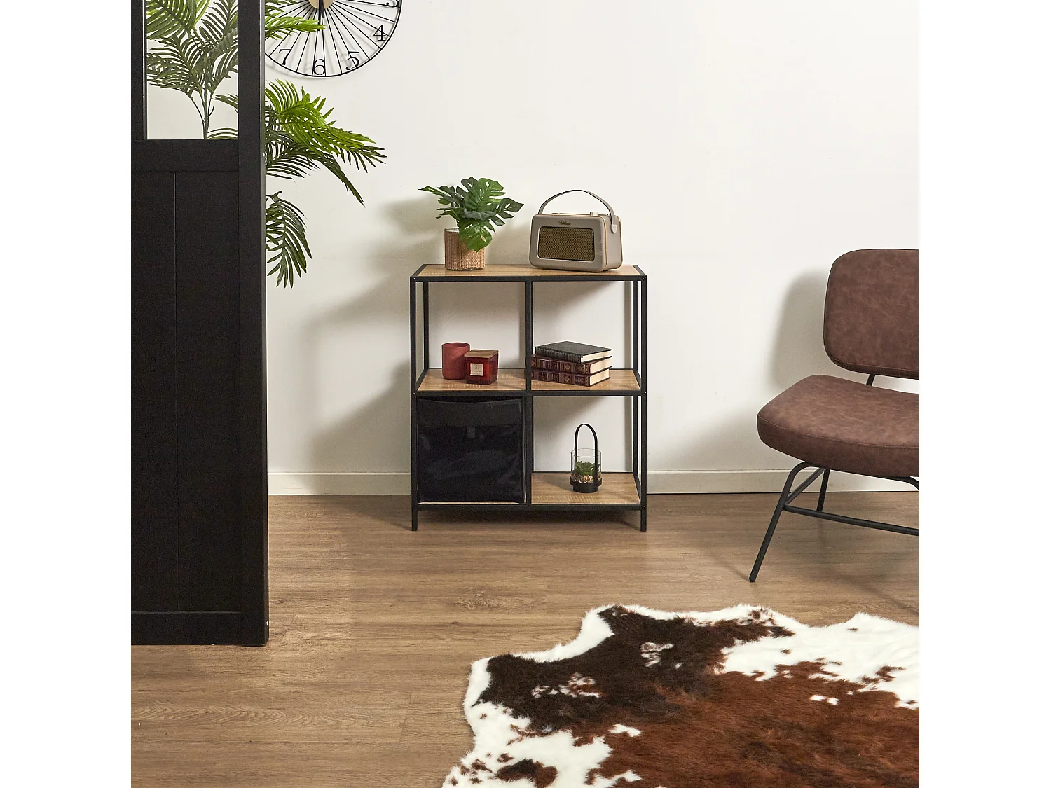 Rangement Modulable 4 Cases Loka Marron, Noir