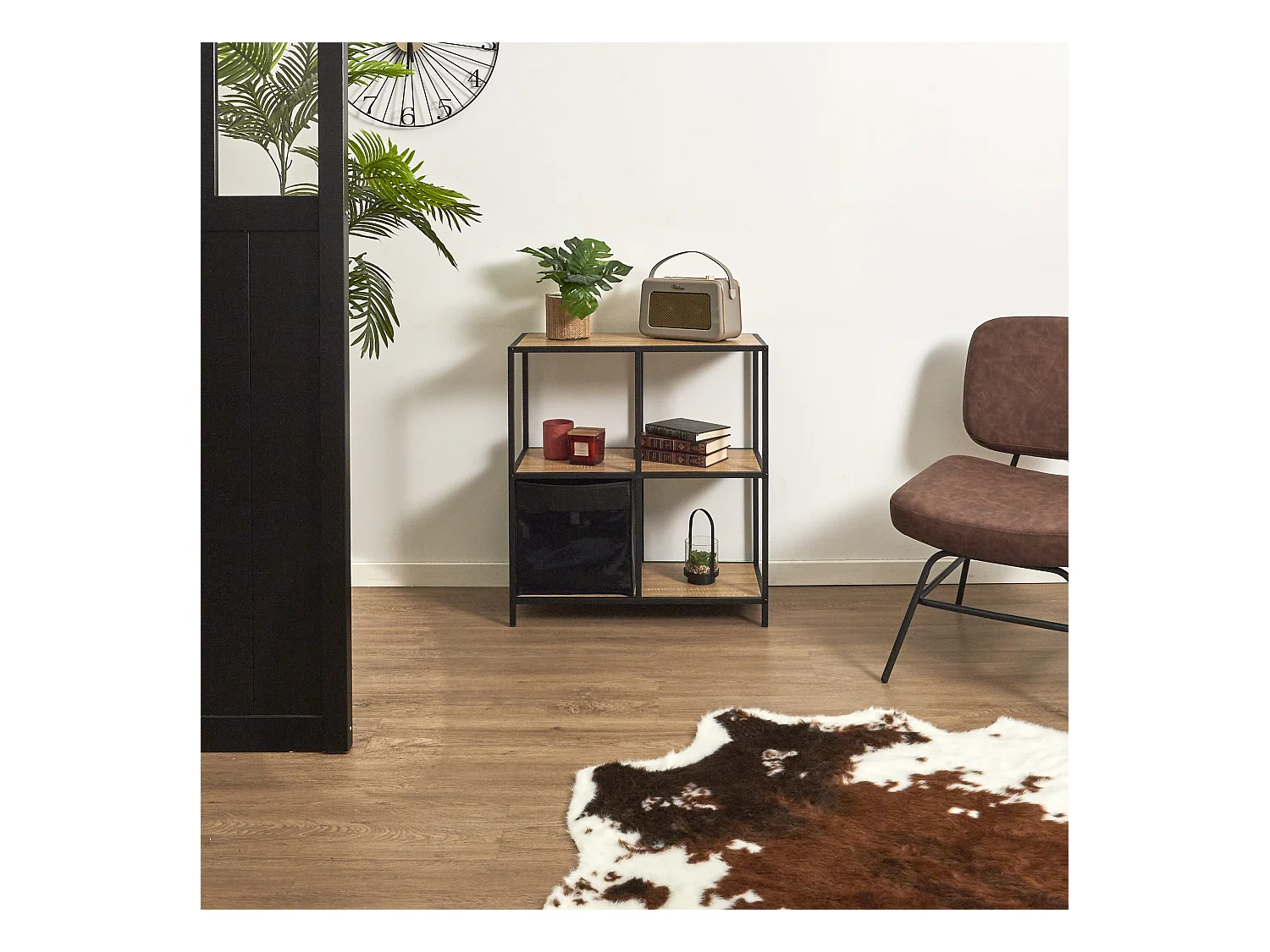 Rangement Modulable 4 Cases Loka Marron, Noir