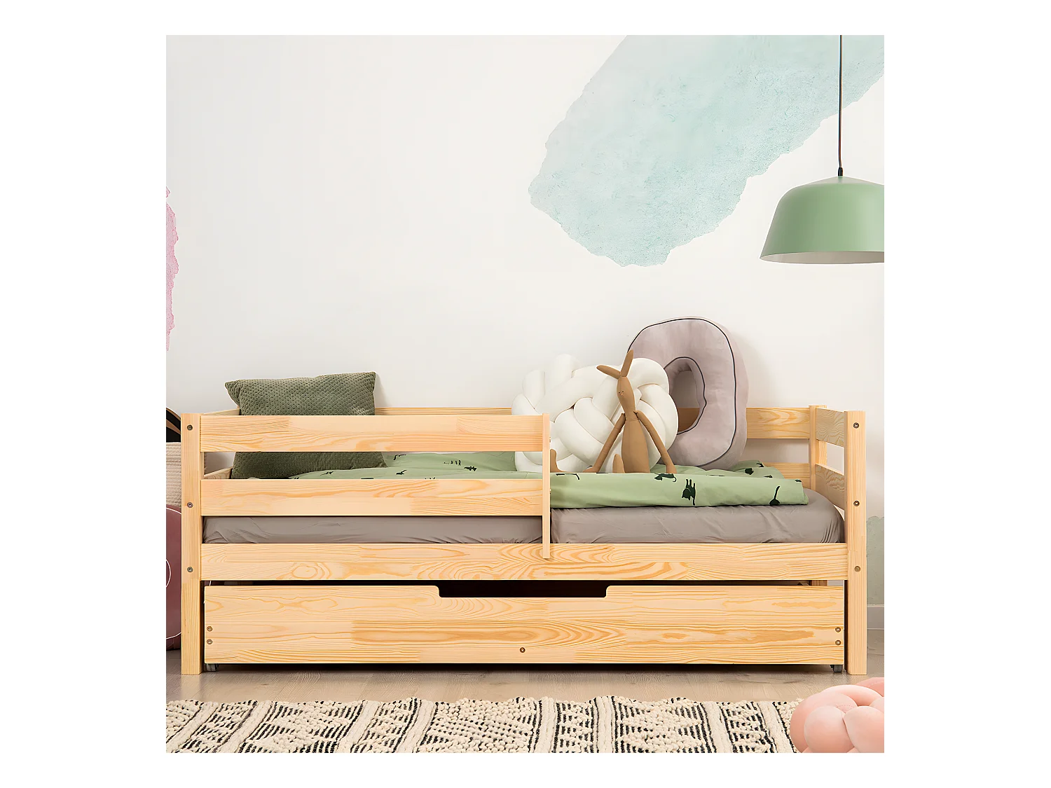 Lit 90x190 sommier et tiroir inclus Diane Bois