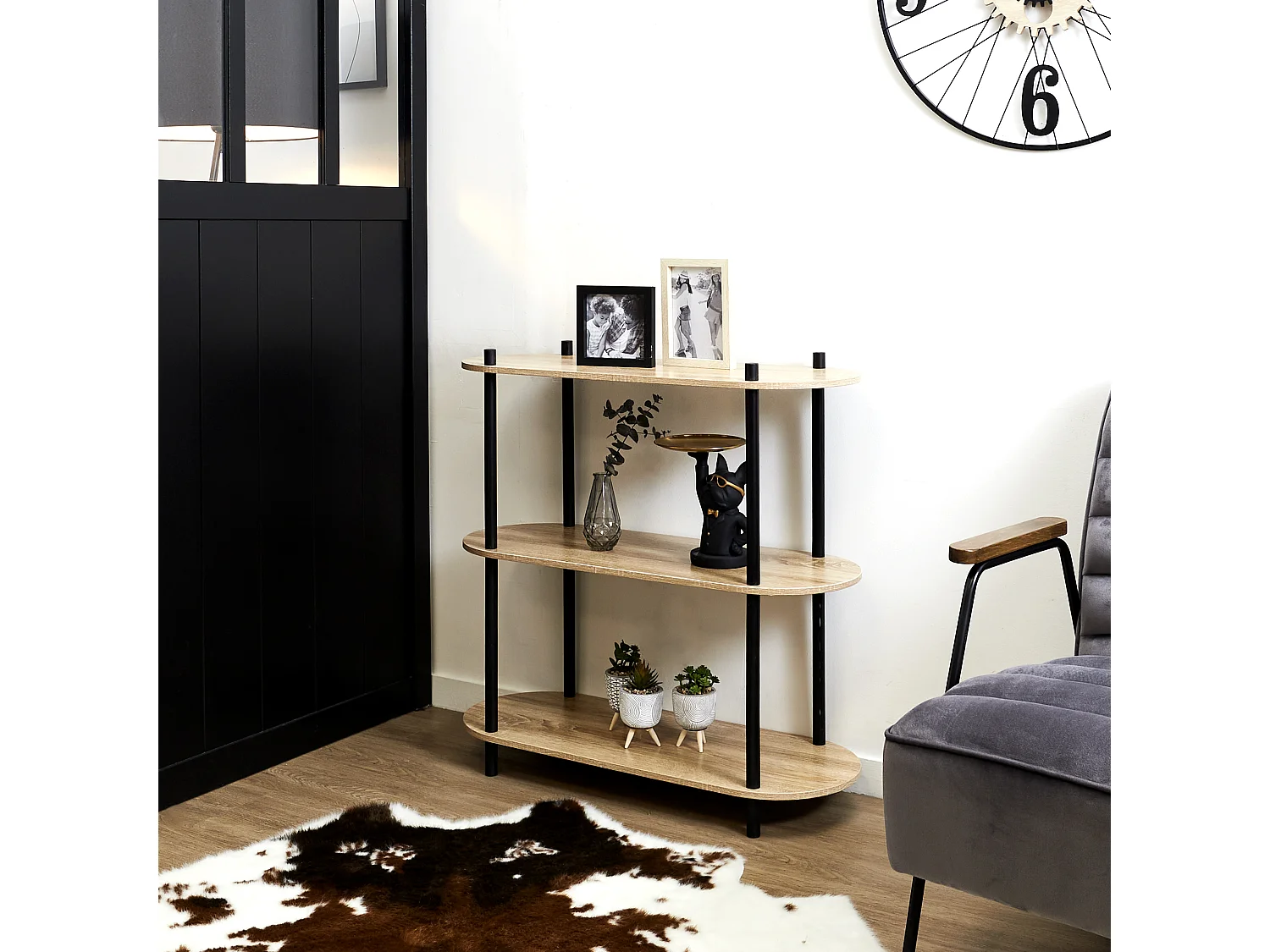 Etagere Cobe H79cm Marron, Noir