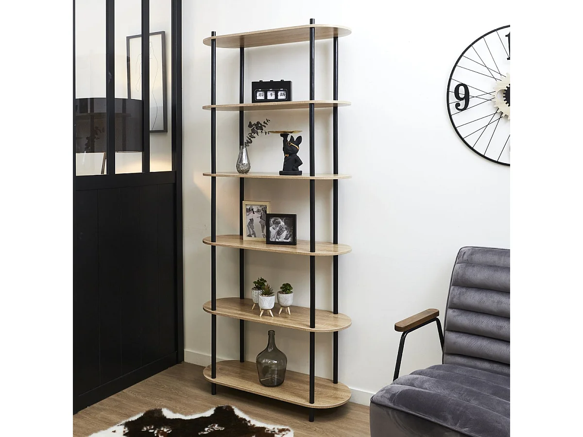 Etagere Cobe H181cm Noir, Marron
