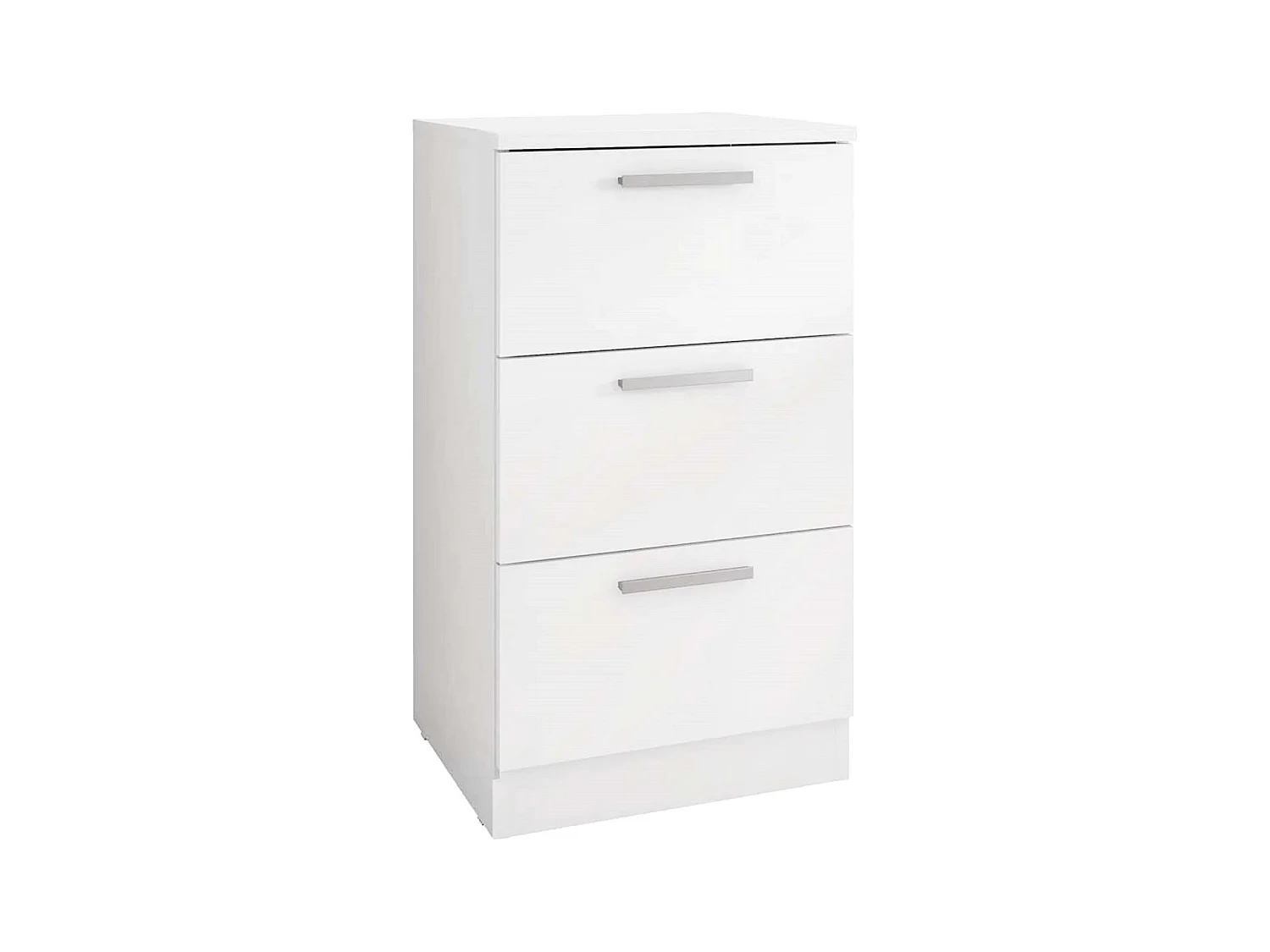 Table de chevet, table de nuit avec 3 tiroirs coloris Blanc - L. 38 x P. 36 x H. 68 cm