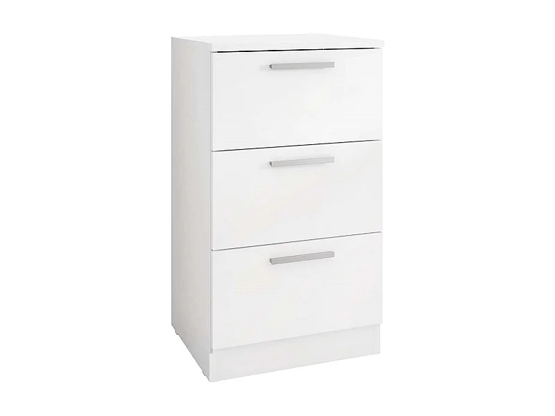 Table de chevet, table de nuit avec 3 tiroirs coloris Blanc - L. 38 x P. 36 x H. 68 cm