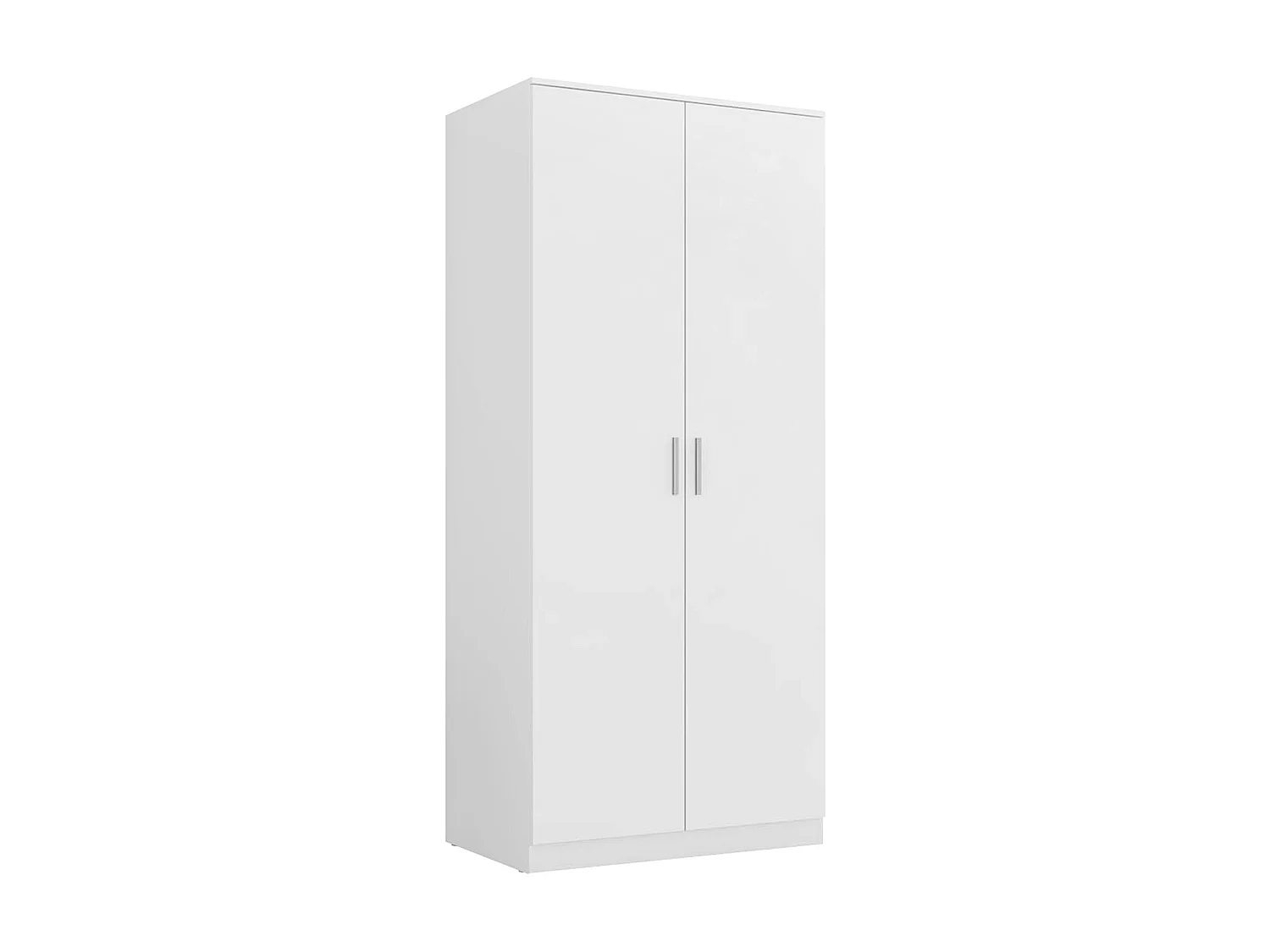 Armoire, meuble de rangement avec 2 portes coloris blanc - L. 82 x P. 51 x H. 185 cm