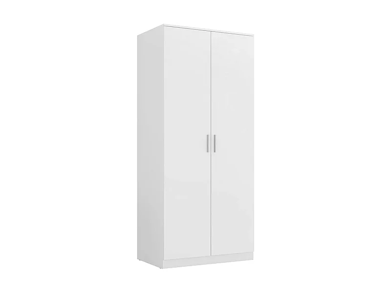 Armoire, meuble de rangement avec 2 portes coloris blanc - L. 82 x P. 51 x H. 185 cm
