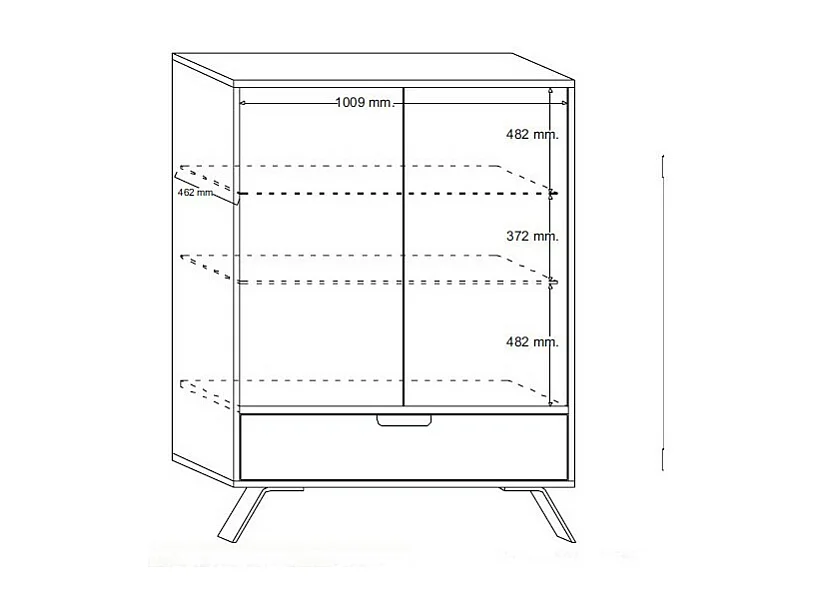 Vitrine SHOW – 2 glazen deuren en 1 lade – Kleur licht eiken – Modern ontwerp