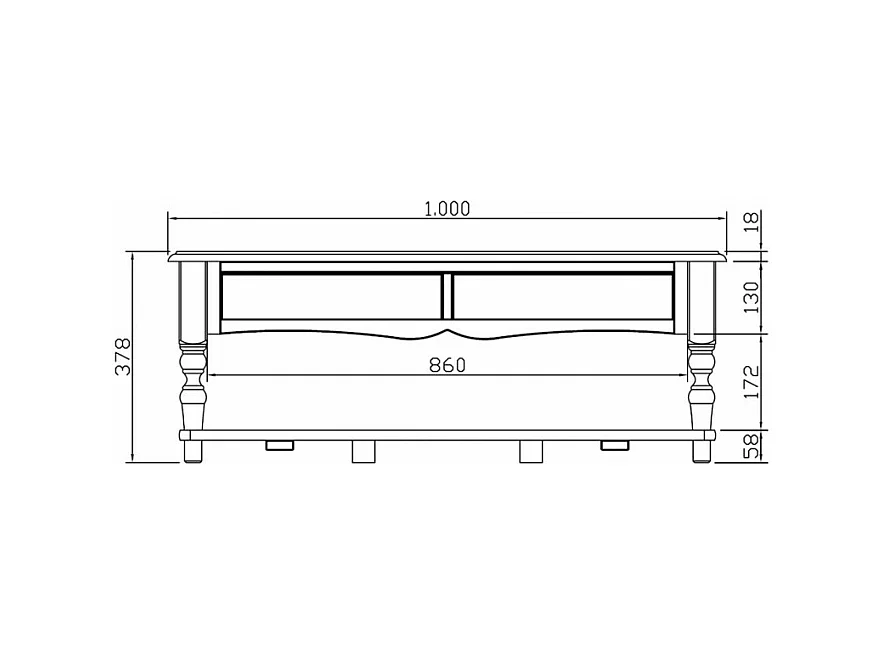 Table Basse Rectangle Pin Miel Style Anglais 2 Tiroirs 1 Niche L 100 H 38 P 70 cm