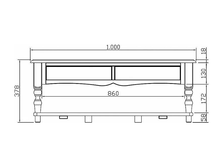 Table Basse Rectangle Pin Miel Style Anglais 2 Tiroirs 1 Niche L 100 H 38 P 70 cm