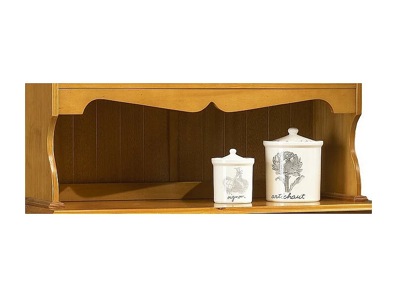 Buffet Vaisselier Pin Miel 4 Portes Style Anglais 6 Niches L 101 H 186 P 42 cm