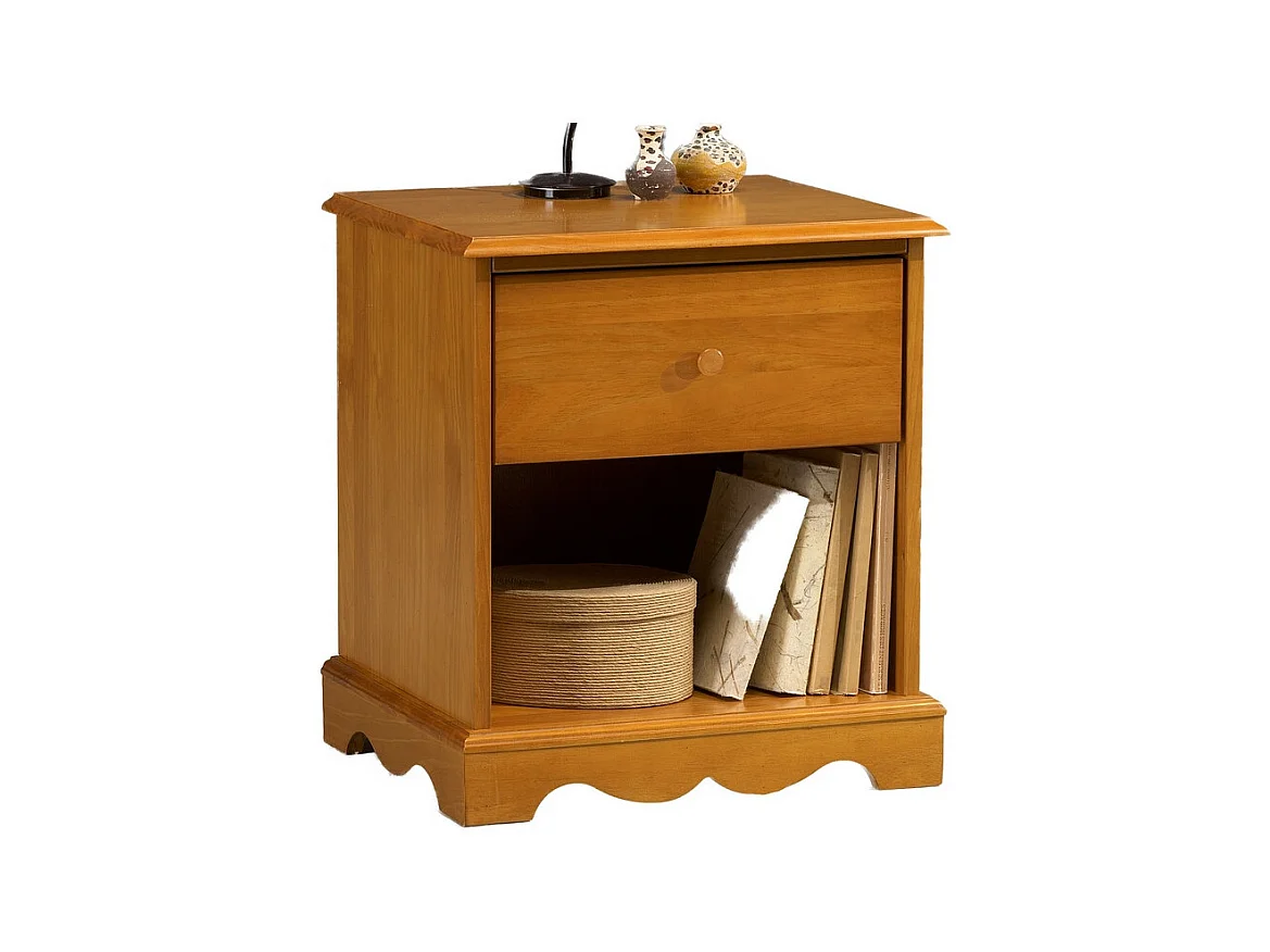 Chevet Pin Miel de Style Anglais 1 Tiroir 1 Niche L 51 H 56.5 P 42.5 cm