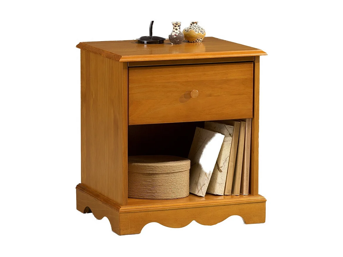 Chevet Pin Miel de Style Anglais 1 Tiroir 1 Niche L 51 H 56.5 P 42.5 cm