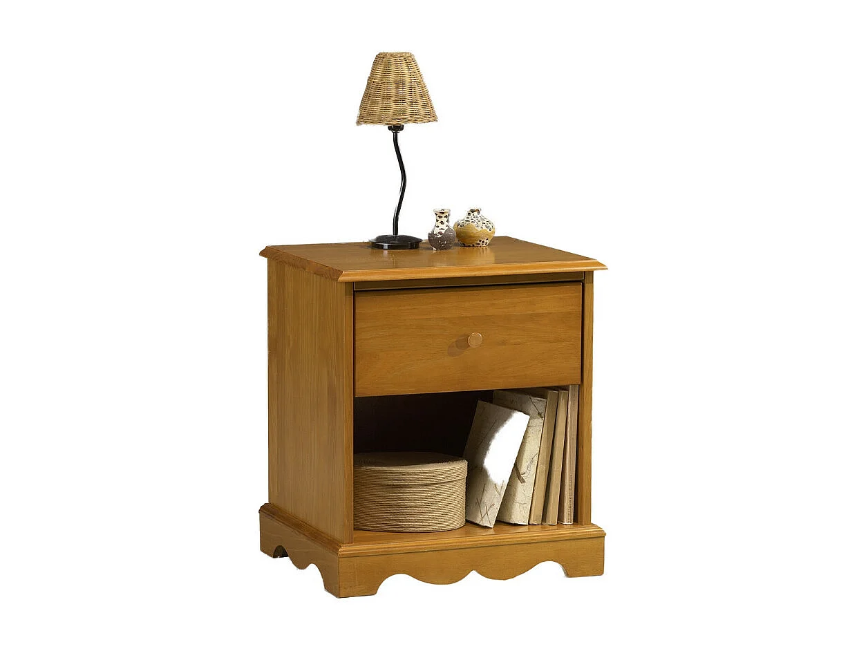 Chevet Pin Miel de Style Anglais 1 Tiroir 1 Niche L 51 H 56.5 P 42.5 cm