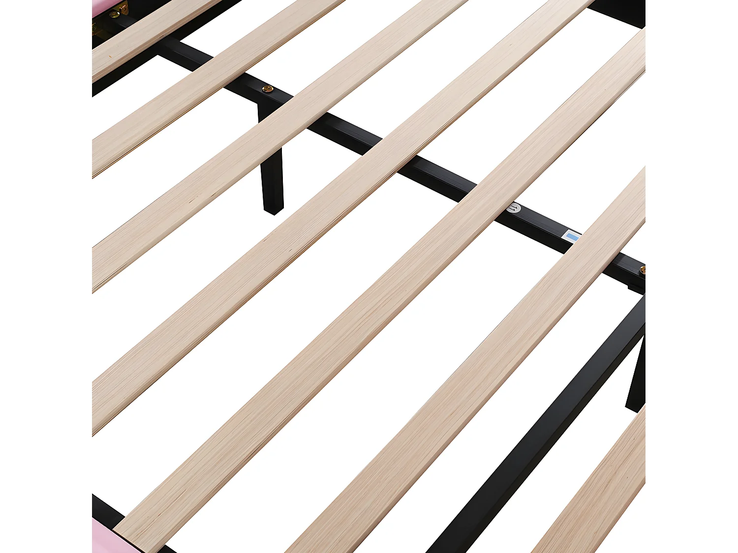 Samt-Kinderbett – 140 x 200 cm – faltbare Hasenohren mit LED – 2 Aufbewahrungshocker – Rosa