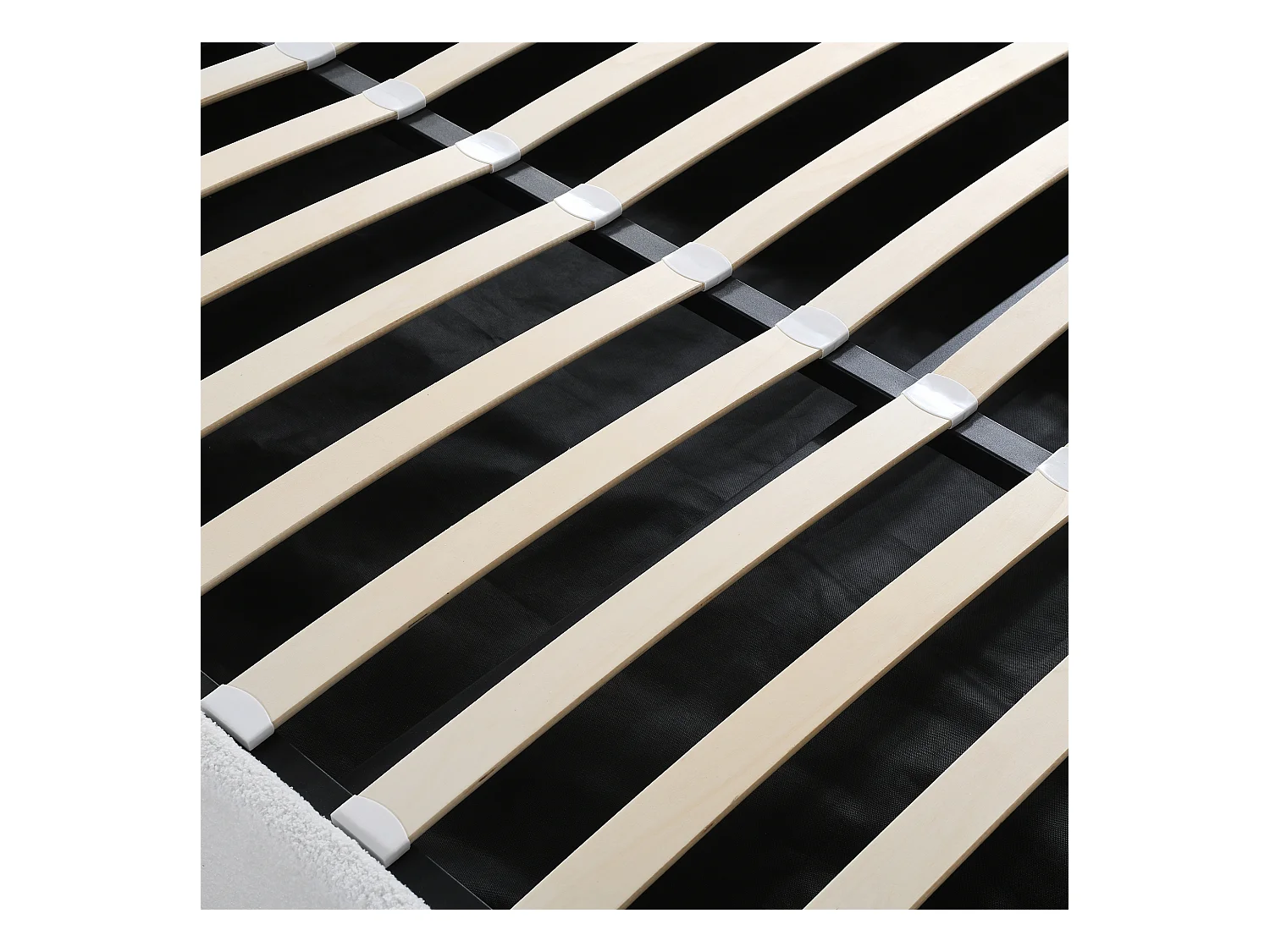 Lit double rembourré 140x200 cm en cachemire - tête de lit réglable - avec sommier à lattes - Blanc