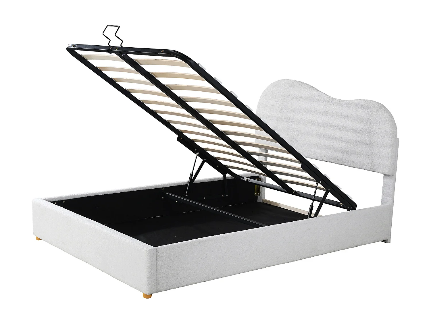 Lit double rembourré 140x200 cm en cachemire - tête de lit réglable - avec sommier à lattes - Blanc