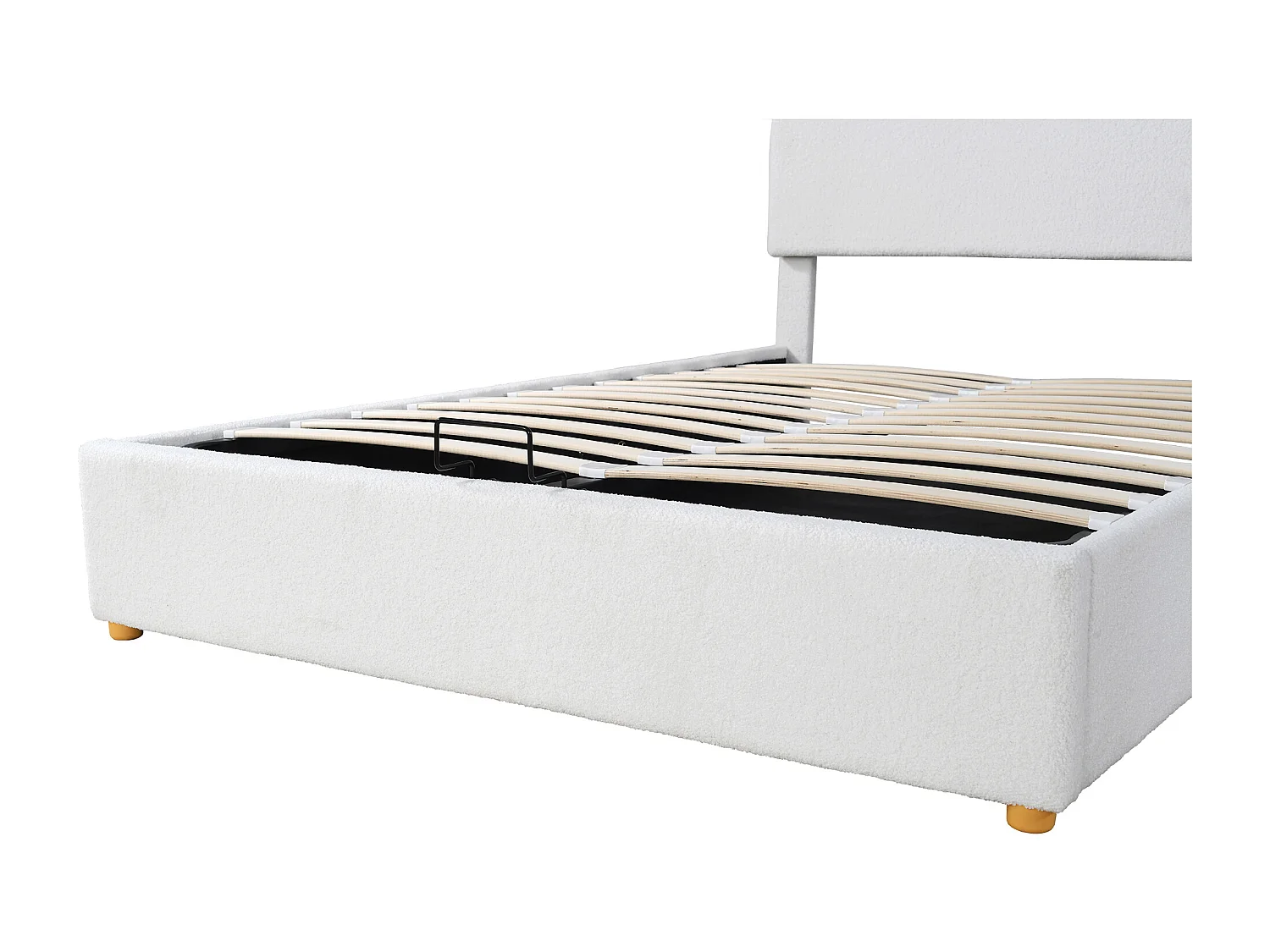 Lit double rembourré 140x200 cm en cachemire - tête de lit réglable - avec sommier à lattes - Blanc