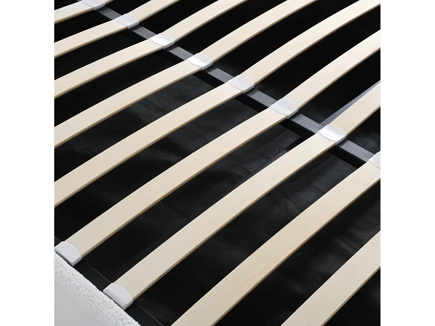 Lit double rembourré 140x200 cm en cachemire - tête de lit réglable - avec sommier à lattes - Blanc