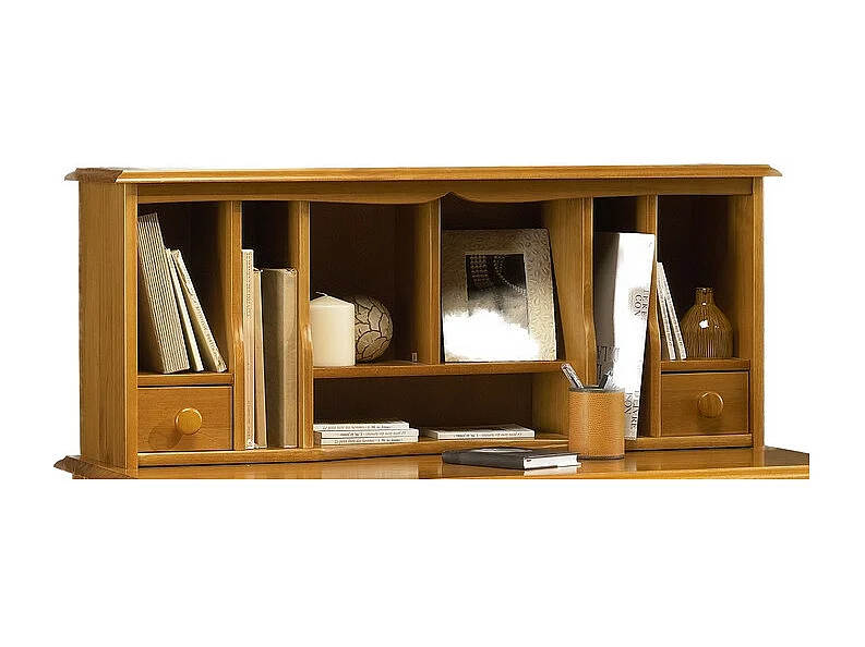 Secrétaire Pin Massif Miel Style Anglais 4 Tiroirs 7 Niches L 100 H 114.3 P 56.4 cm