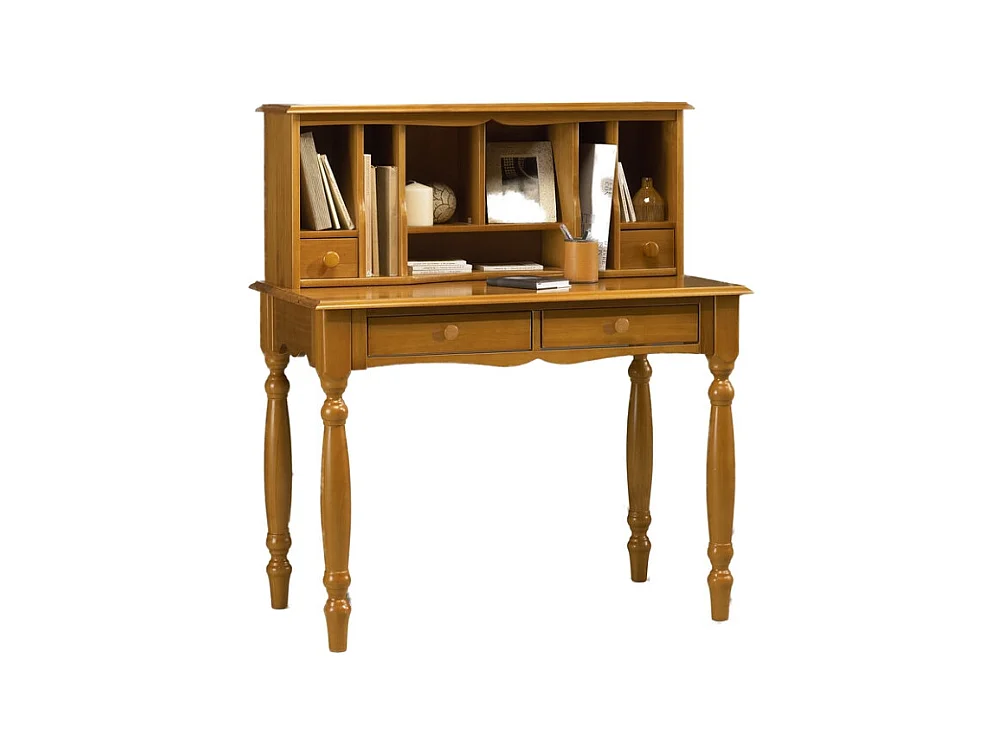Secrétaire Pin Massif Miel Style Anglais 4 Tiroirs 7 Niches L 100 H 114.3 P 56.4 cm