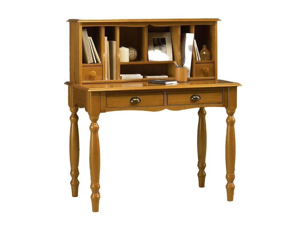 Secrétaire Pin Massif Miel Style Anglais 4 Tiroirs 7 Niches L 100 H 114.3 P 56.4 cm