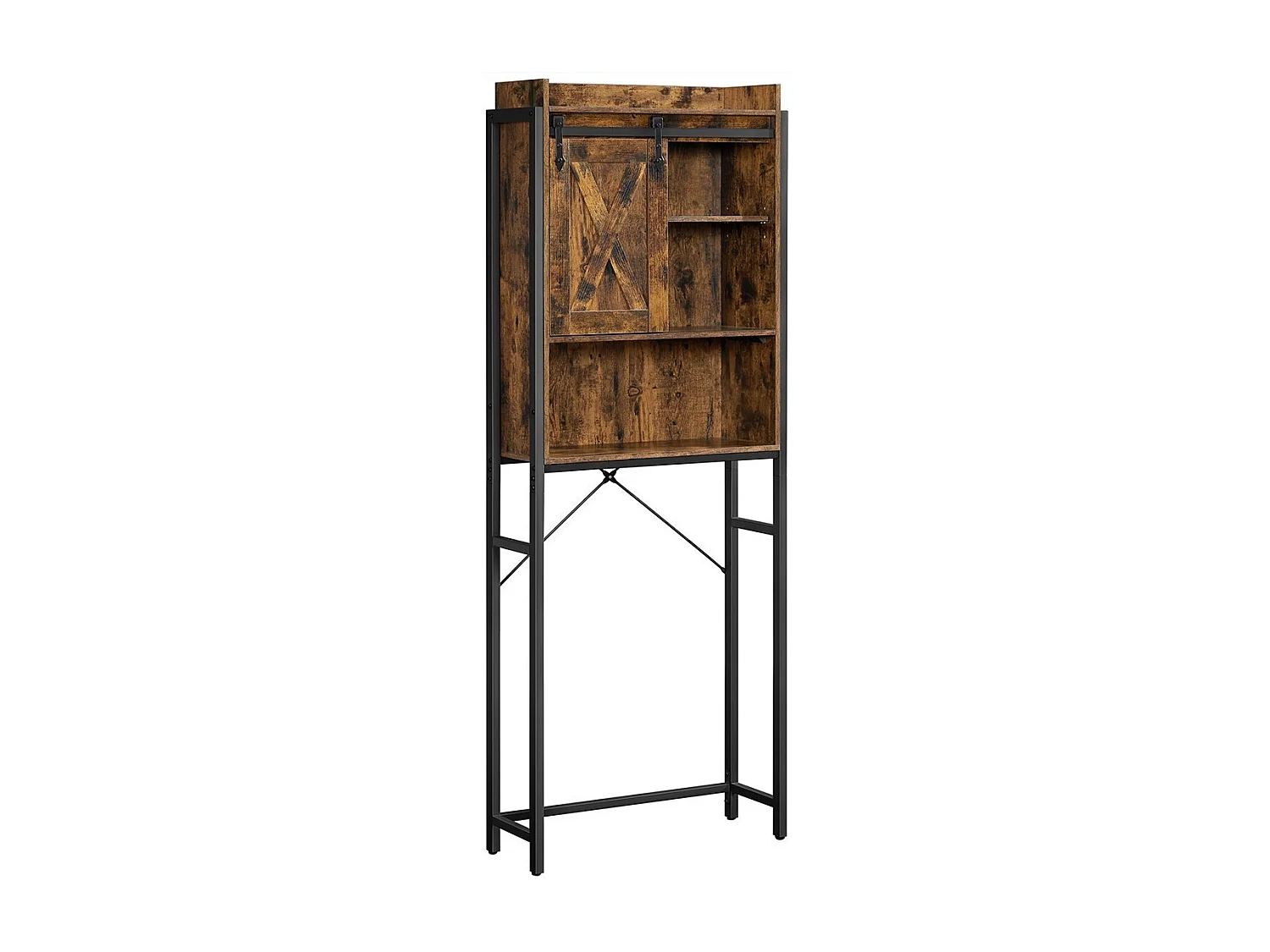 Meuble pour WC, machine à laver style industriel coloris chêne foncé et ...