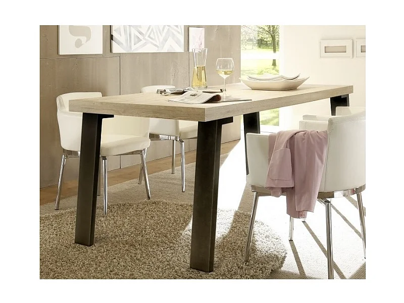 Tafel 189x88 cm met metalen poten, SHOW collectie, lichte eiken kleur