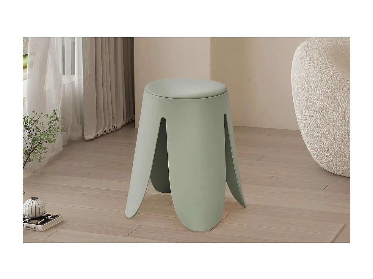 Tabouret OSTIN coloris Gris-Vert, grâce a son design atypique il s'adapte a tous types de salon