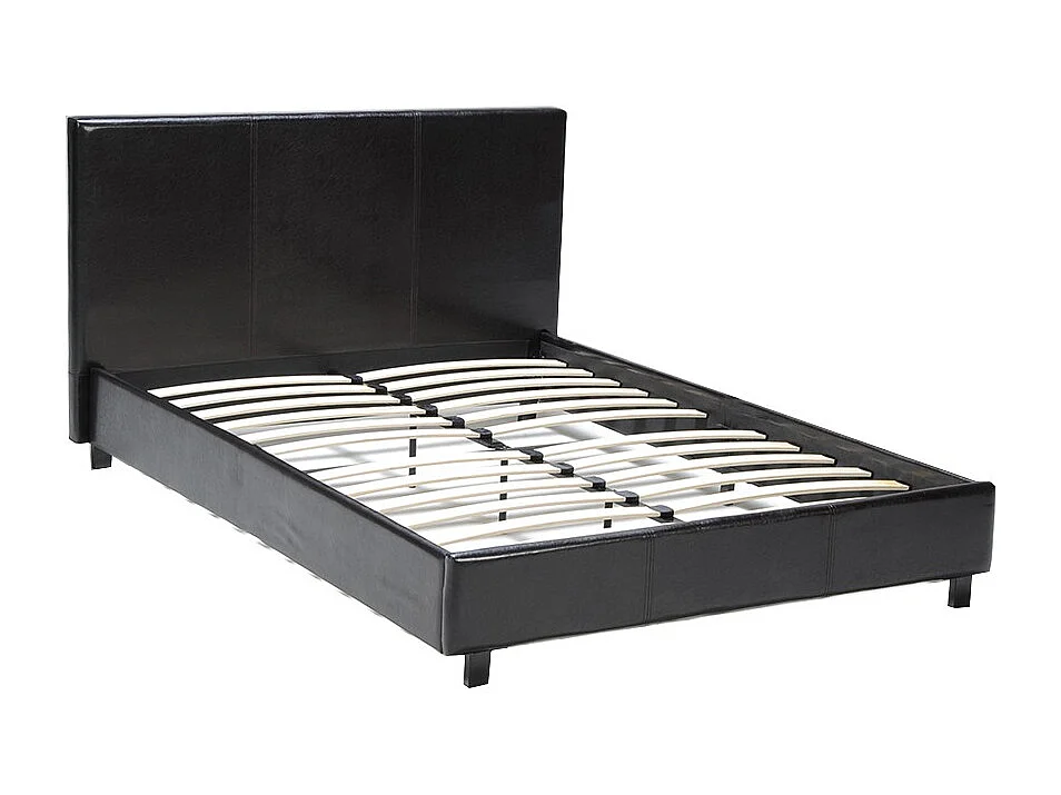 Lit ATLANTA 140x190 + 1 sommier + 1 matelas CARLTON / Noir