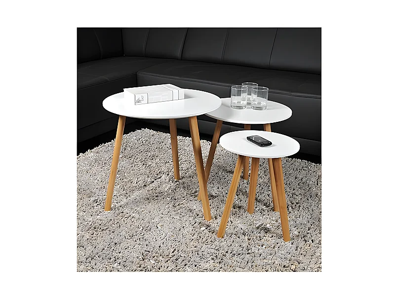 Lot de 3 tables basses gigognes VENUS / Blanc