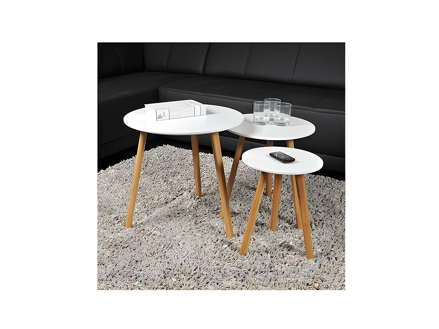 Lot de 3 tables basses gigognes VENUS / Blanc