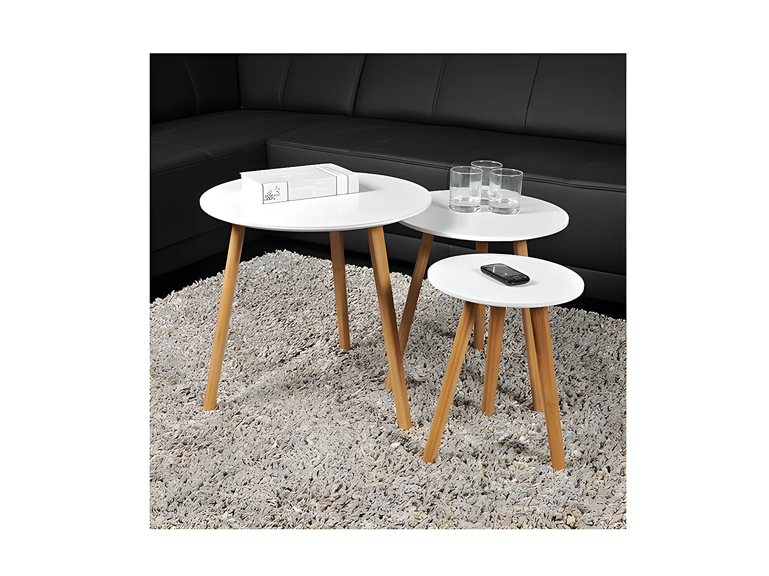 Lot de 3 tables basses gigognes VENUS / Blanc