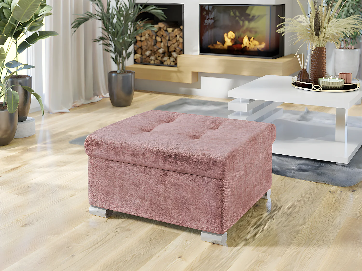 Puf Comfivo 115, Rosa, 41x68x70cm, Tapiz, Patas: Plástico