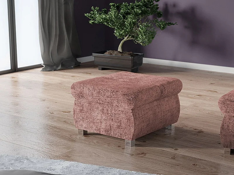 Pouf Comfivo 122, Rose, 39x60x60cm, Tapisserie, Pieds: Métal