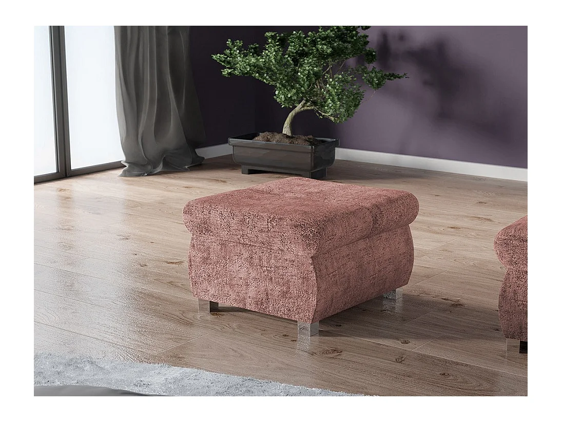 Pouf Comfivo 122, Rose, 39x60x60cm, Tapisserie, Pieds: Métal