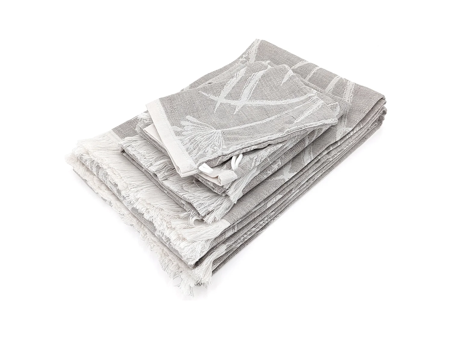 Parure de bain coton motif pissenlit collection DRY DANDELION 7 pièces beige
