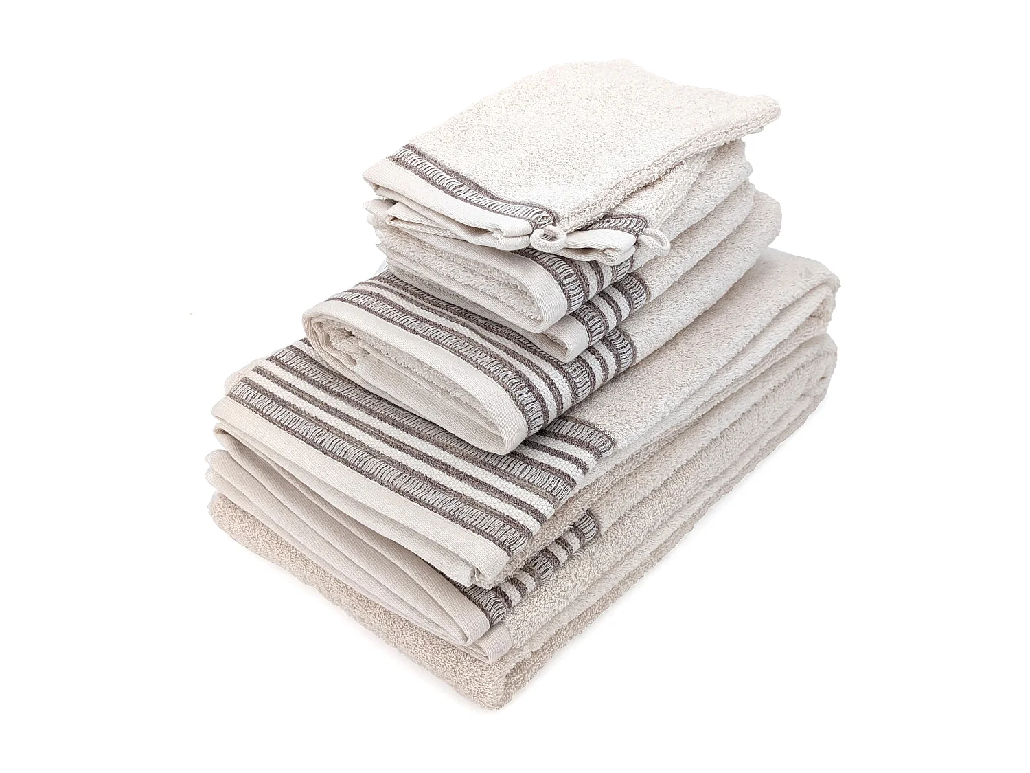 Parure de bain pur coton collection DRY 500 g/m² 7 pièces beige