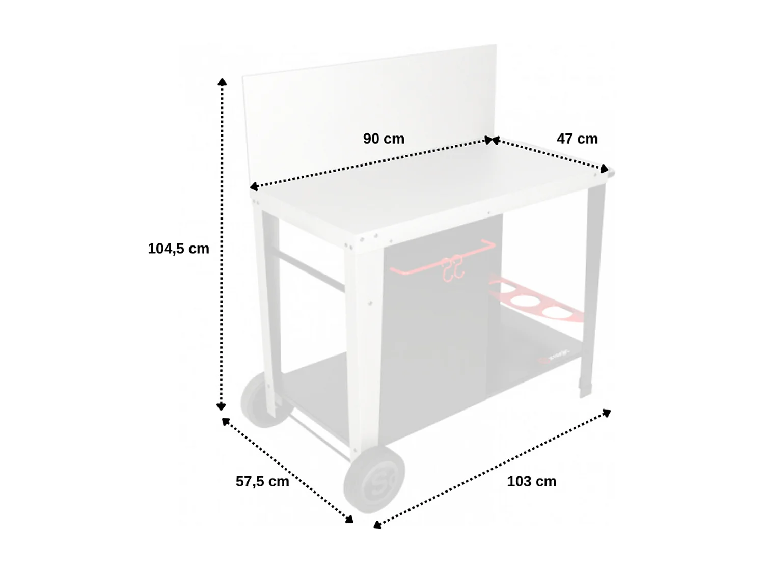 Chariot plancha en métal 90 x 47 cm Salvia - Somagic