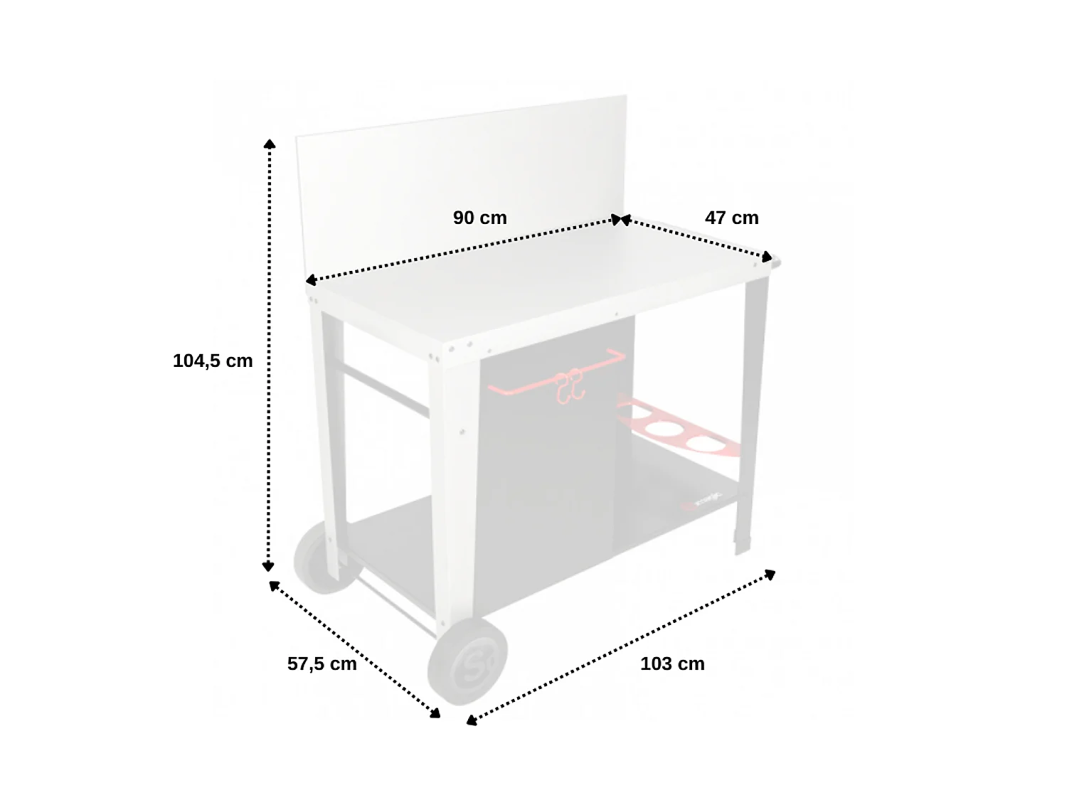 Chariot plancha en métal 90 x 47 cm Salvia - Somagic