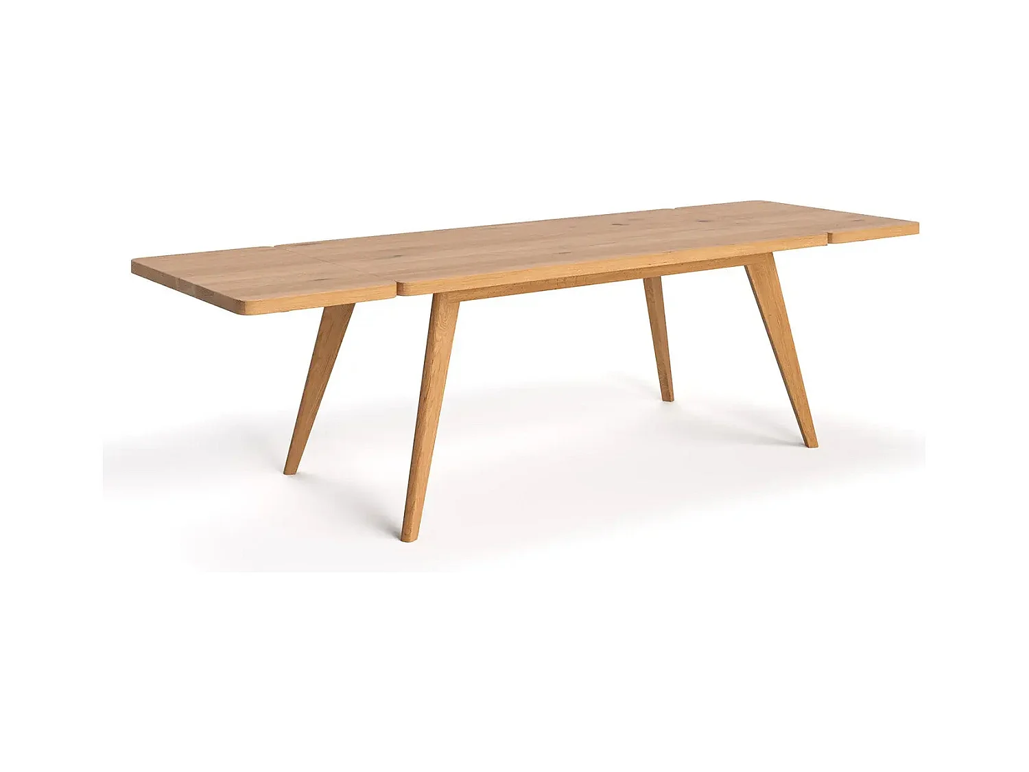 Table extensible Grace en chêne massif avec deux rallonges 50 cm
