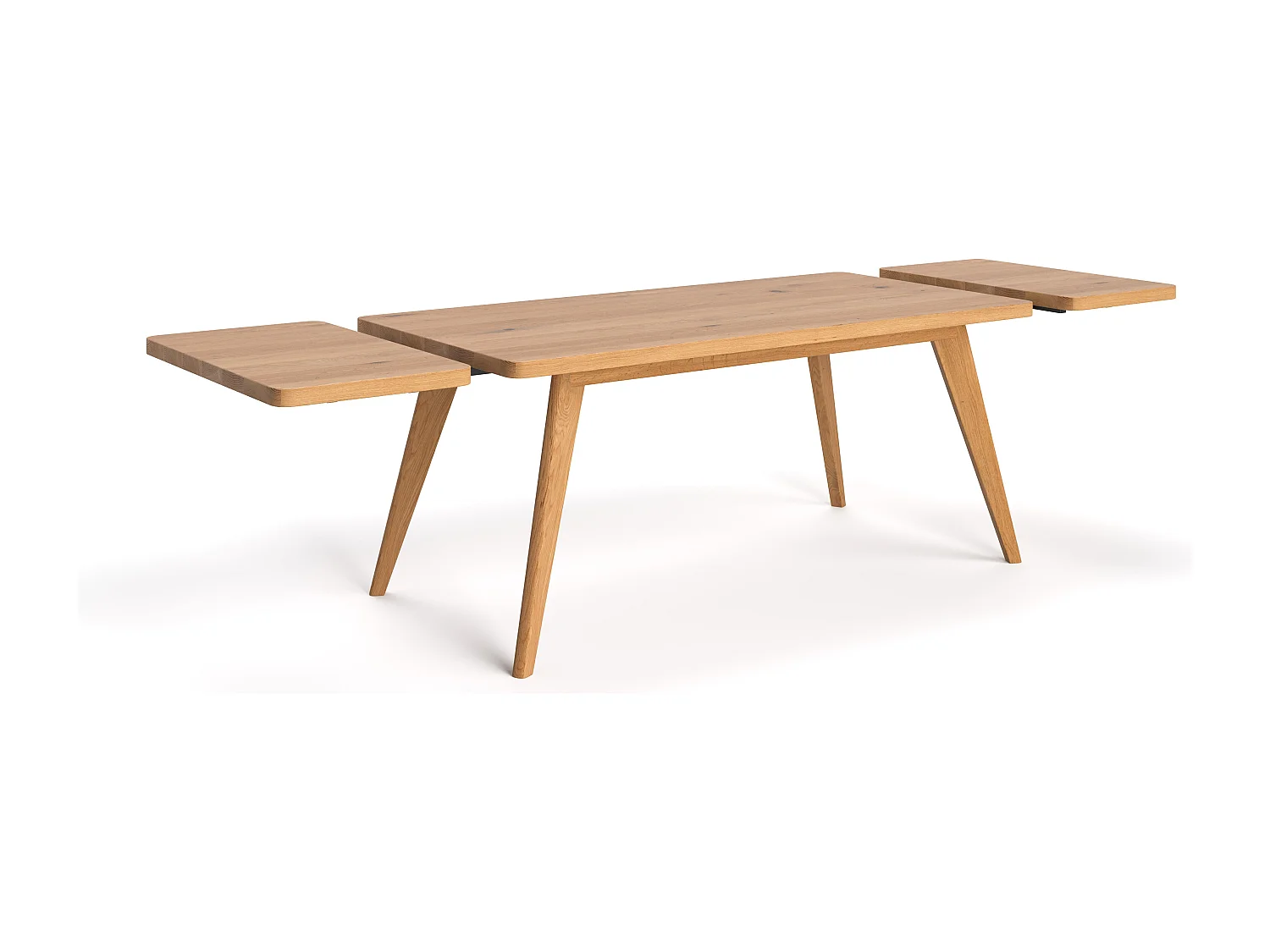 Table extensible Grace en chêne massif avec une rallonge 50 cm