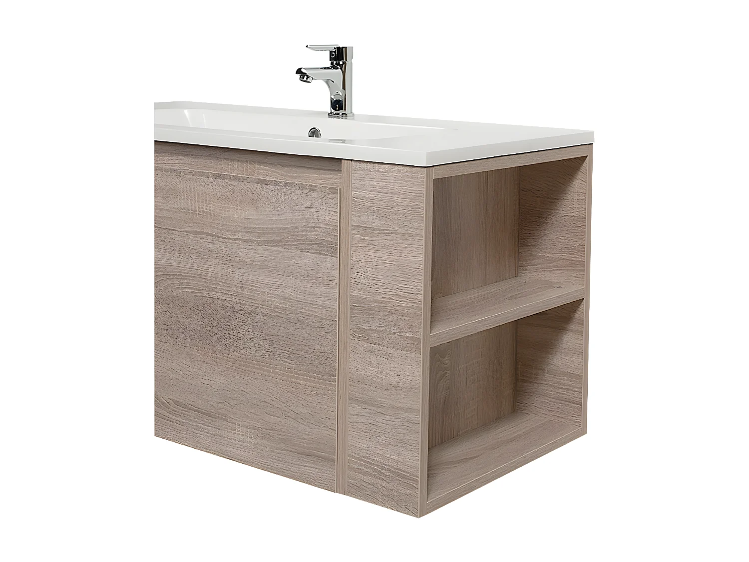 Ensemble VESNA meuble + vasque + miroir + colonne / Décor Chêne blanchi