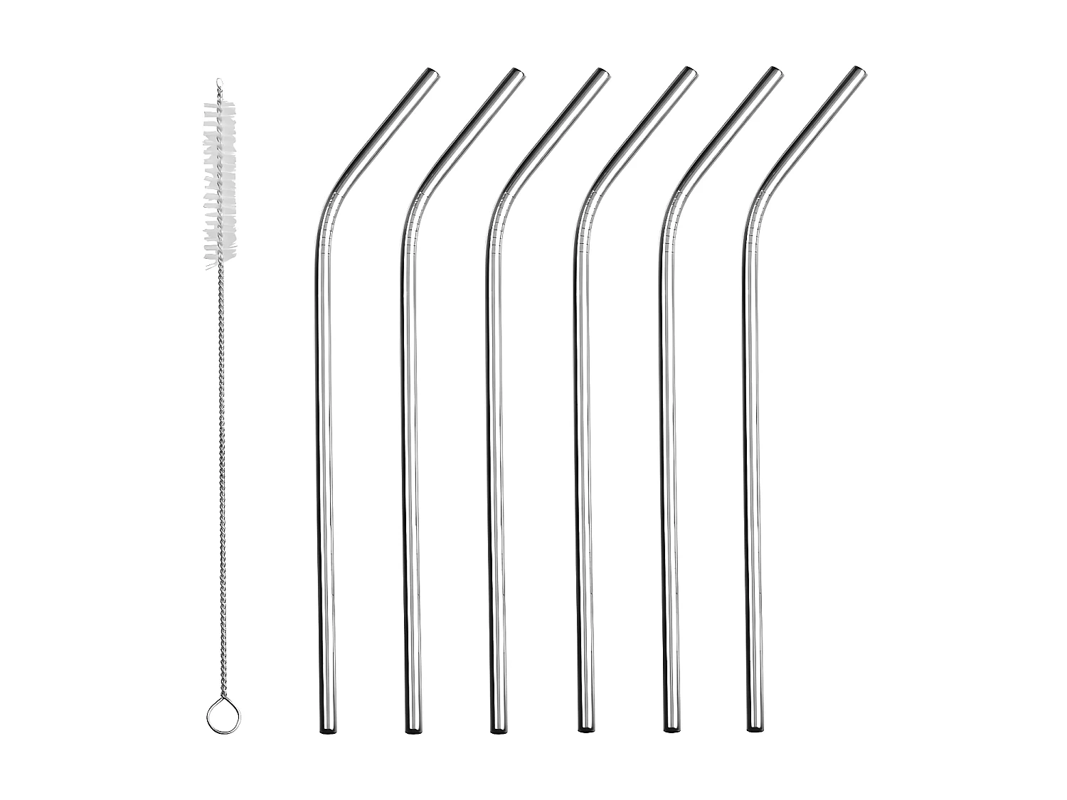 Boite de 6 pailles en inox avec écouvillon