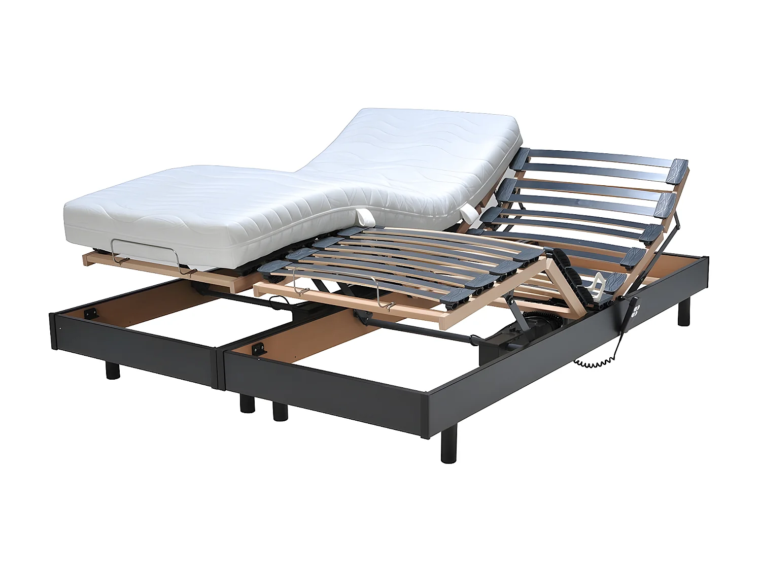 Ensemble 2 sommiers relaxation électrique FLEXPUR 80x200 / Noir