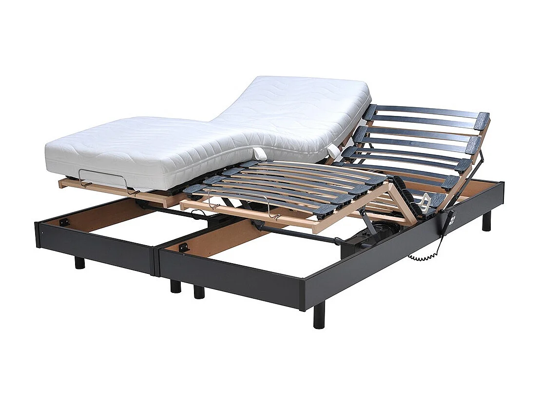 Ensemble 2 sommiers relaxation électrique FLEXPUR 80x200 / Noir