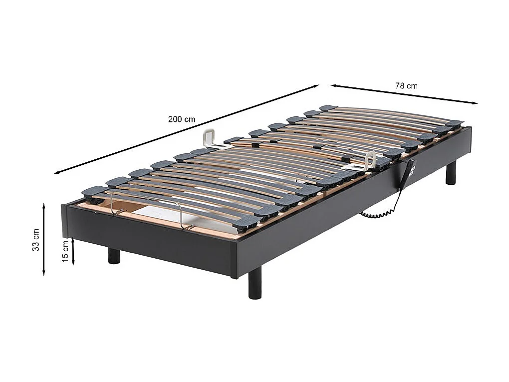Ensemble 2 sommiers relaxation électrique FLEXPUR 80x200 / Noir