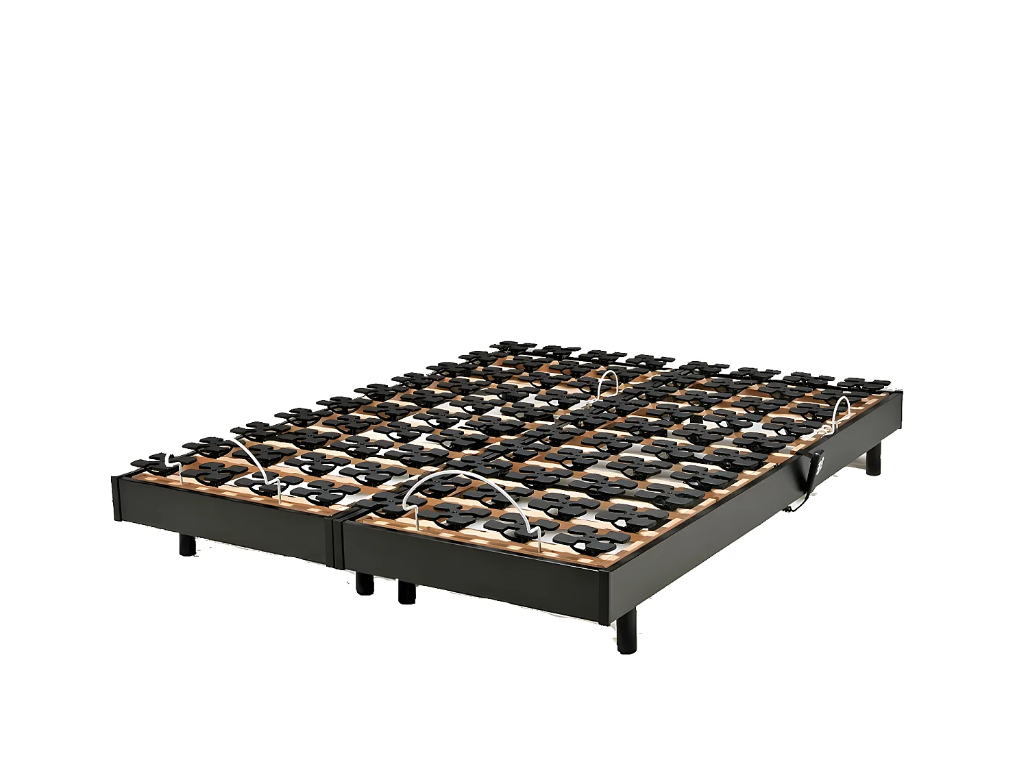 Ensemble 2 sommiers relaxation électrique FLEXPALACE 80x200 + 2 matelas mémoire de forme / Noir