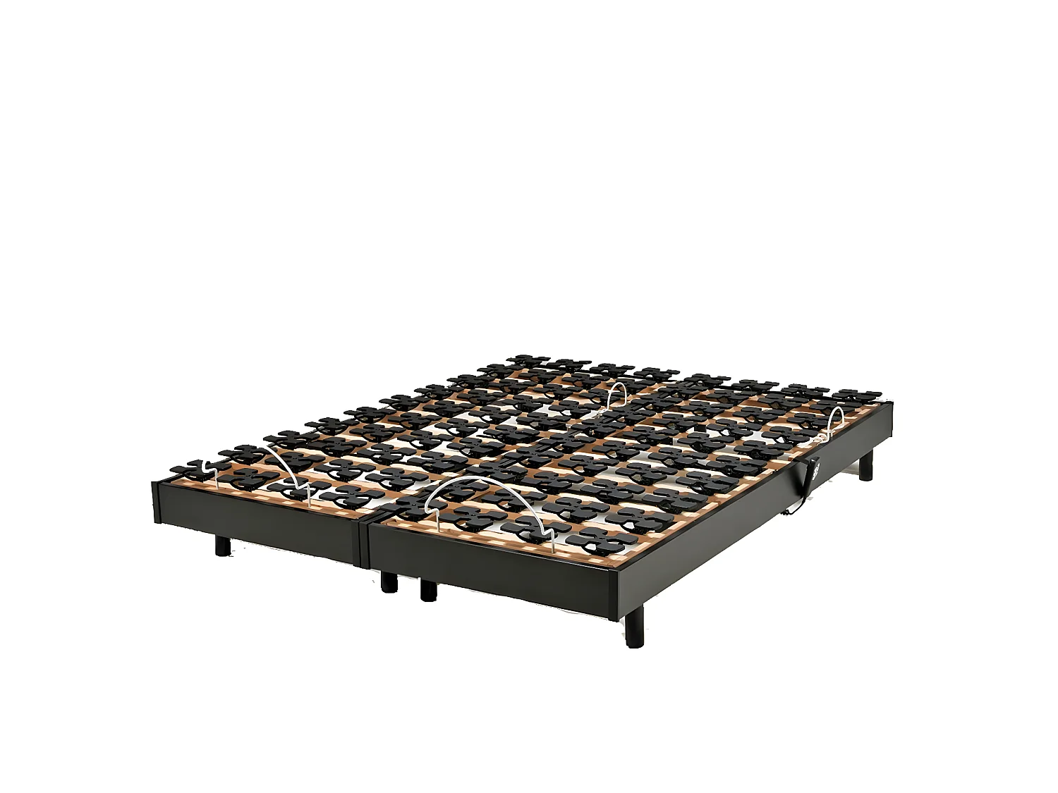 Ensemble 2 sommiers relaxation électrique FLEXPALACE 80x200 + 2 matelas mémoire de forme / Noir